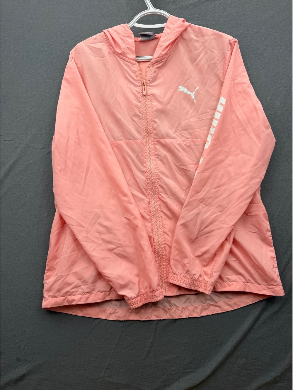 Puma Lightweight Pink Hooded Windbreaker Jacket Large